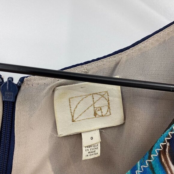 Anthropologie Blue Floral 10% Silk Magnifield Corolla Asymmetrical Hem Size 0 - Picture 9 of 11